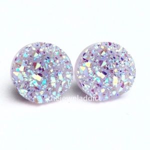 3 for 15🎀light Lavender faux titanium druzy studs